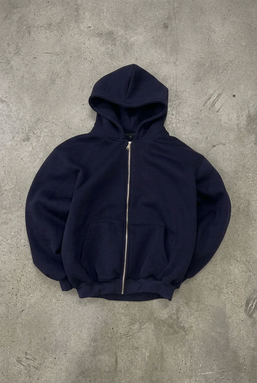 Boxy Zip Up Navy Blue