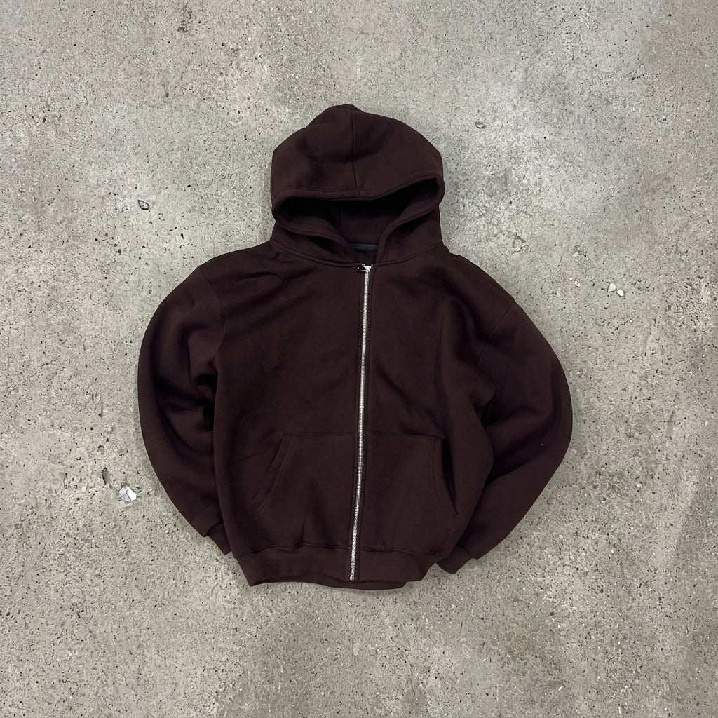 Boxy Zip Up Brown